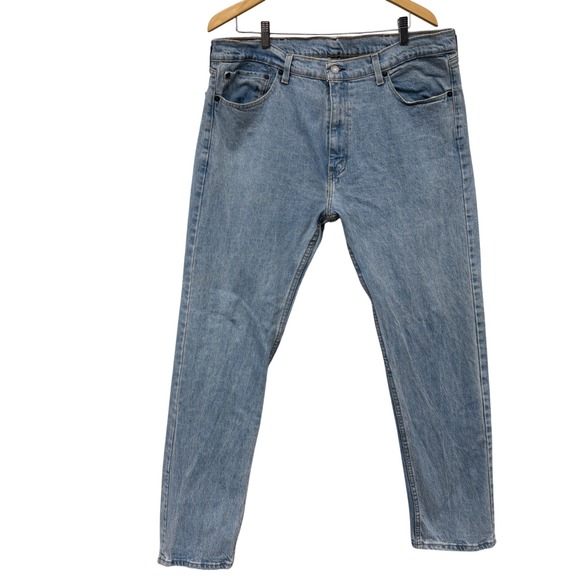 Levi's Denim - Levis 505 Regular Fit Straight‎ Leg Light Wash Denim Jeans Mens 38x33